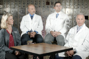 Comprehensive Spine Center doctors with Dr. Roth, Dr. Vingan, Dr. Chirichelli, and Elizabeth Finale