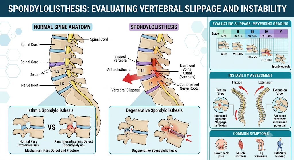 Spondylolisthesis vertebral slippage and instability illustration | New Jersey Brain and Spine