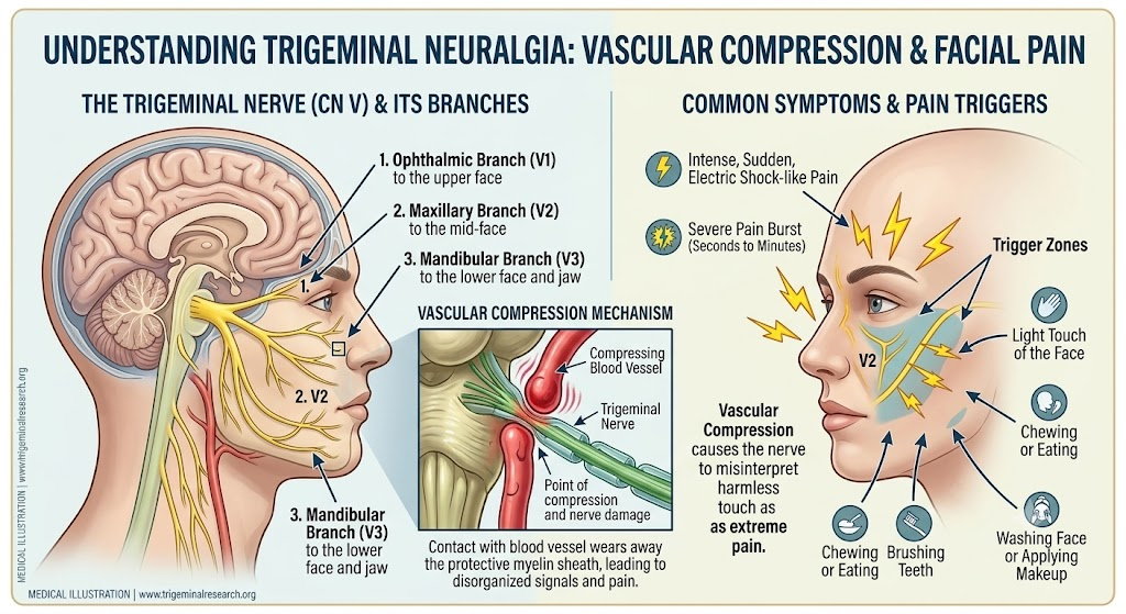 Trigeminal neuralgia vascular compression diagram - New Jersey Brain and Spine